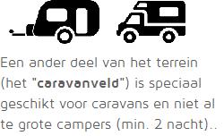 Een ander deel van het terrein, het "caravanveld" is speciaal geschikt voor caravans en niet al